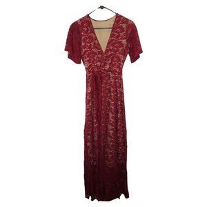 MAROON Red Lace Maxi Dress Size Small